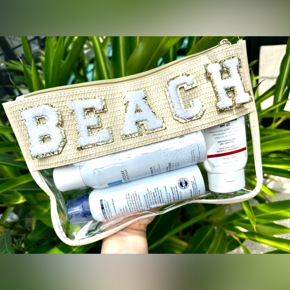 Clear Beach Bag with White Lettering